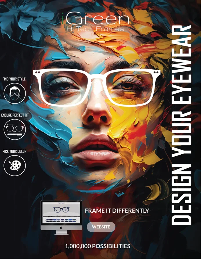 An advertisement for iGreen Hi-Tech Frames
